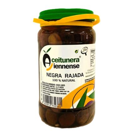 AJ - Aceitunas NEGRAS RAJADAS 650gr